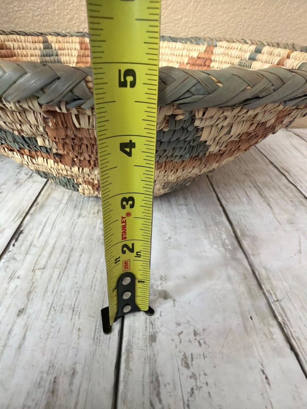 Vintage Southwestern Style Hand Woven Coiled Harvest Basket 14” Boho Cottagecore - Picture 11 of 12